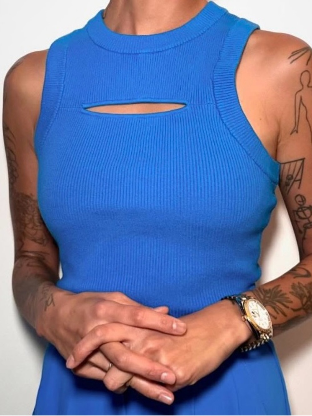 Pistola Marquis Blue Rib Knit Cutout Tank Top - Malibu Blue